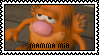 A stamp of a mr.potato head version of garfield, captioned with the text: Mamma Mia underneath it.